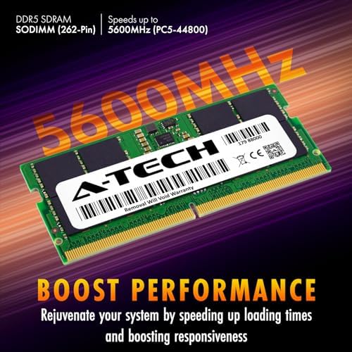A-Tech 32GB DDR5 4800MHz PC5-38400 CL40 SODIMM 2Rx8 Dual Rank 1.1V Non-ECC Unbuffered SO-DIMM 262-Pin Laptop Computer RAM Memory Upgrade Module|B0B1718KB1