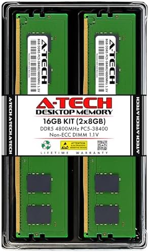 A-Tech 16GB DDR5 4800MHz PC5-38400 CL40 UDIMM 1.1V Non-ECC Unbuffered DIMM 288-Pin Desktop PC/Computer RAM Memory Upgrade Module