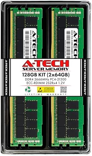 A-Tech 64GB Kit (2x32GB) DDR4 2666MHz PC4-21300 ECC RDIMM 2Rx4 Dual Rank 1.2V ECC Registered DIMM 288-Pin Server & Workstation RAM Memory Upgrade Modules (A-Tech Enterprise Series)|B0BPN48JTW