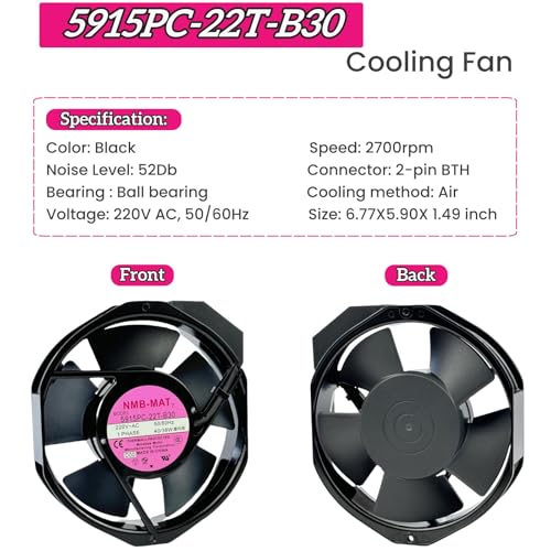 for 5915PC-22T-B30 220V Cooling Fan, 40W/38W 50/60Hz 172X150X38mm Inverter Cooling Fan Enclosure Power Fan 5915PC-22T-B30|B0DK964SCK