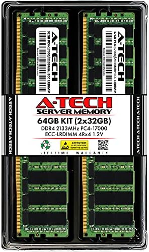 A-Tech 64GB Kit (2x32GB RAM for Dell PowerEdge M830, R640, R730, R840, R930, T440, T630, T640 | DDR4 2133MHz PC4-17000 ECC LRDIMM 4Rx4 Load Reduced Server Memory Upgrade