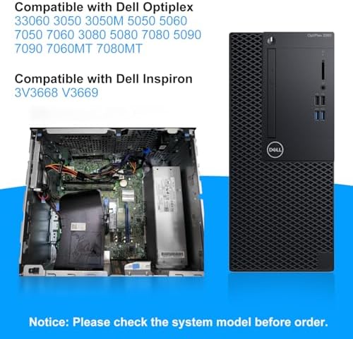 Upgraded H260EBM-00 260W Power Supply PSU Compatible with Dell Optiplex 3050 3060 3050M 5050 5060 7050 7060 7080 3080 5080 5090 7090 7080MT H7X3F H260EBM-00 Switching Power Supply,Connector: 6Pin+4Pin|B0DMW4VHT6