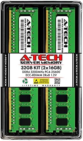 A-Tech 32GB Kit (2x16GB RAM for Dell PowerEdge C6520, MX750c, R650, R6515, R6525, R750, R750xa, R750xs, R7515, R7525, XE2420 | DDR4 3200MHz PC4-25600 ECC RDIMM 2Rx8 Registered Server Memory Upgrade