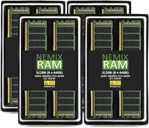 NEMIX RAM 64GB (4X16GB DDR5 4800MHZ PC5-38400 1Rx8 1.1V CL40 288-PIN ECC RDIMM Registered Server Memory KIT Compatible with Dell PowerEdge R760 Rack Server