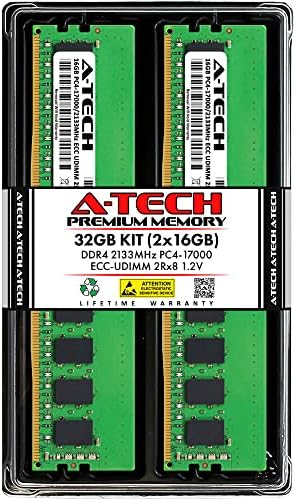 A-Tech Server 32GB Kit (2x16GB DDR4 2400MHz PC4-19200 ECC UDIMM 2Rx8 Dual Rank 1.2V ECC Unbuffered DIMM 288-Pin Server & Workstation RAM Memory Upgrade Modules (A-Tech Enterprise Series