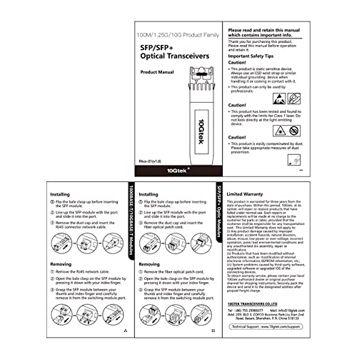10Gtek 1.25G SFP Transceiver 1000Base-LX, 1310nm SMF SingleMode Fiber Optic Module, up to 10 km, for Cisco GLC-LH-SMD, Meraki MA-SFP-1GB-LX10, Ubiquiti UniFi, Fortinet, Mikrotik, TP-Link, Pack of 2|B08BP6MX14