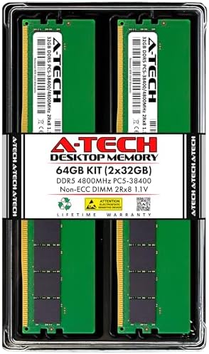 A-Tech 32GB DDR5 4800MHz PC5-38400 CL40 UDIMM 2Rx8 Dual Rank 1.1V Non-ECC Unbuffered DIMM 288-Pin Desktop PC/Computer RAM Memory Upgrade Module|B0B17JW787