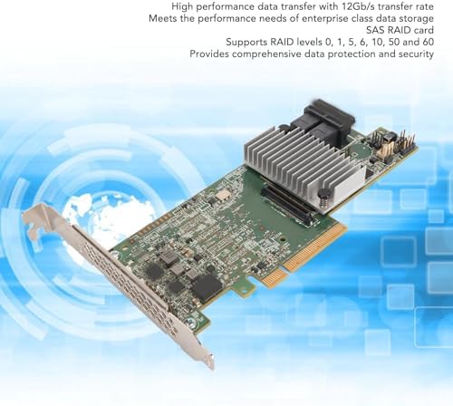 Zyyini SAS3 RAID Array Card, 8 Ports PCIE 3.0 1G MegaRAID 9217 8I RAID Controller Card, Multiple RAID Levels, MegaRAID 9361 8i, PCI Express 3.0 X8, SATA or SAS Ports|B0CP2HKFY2