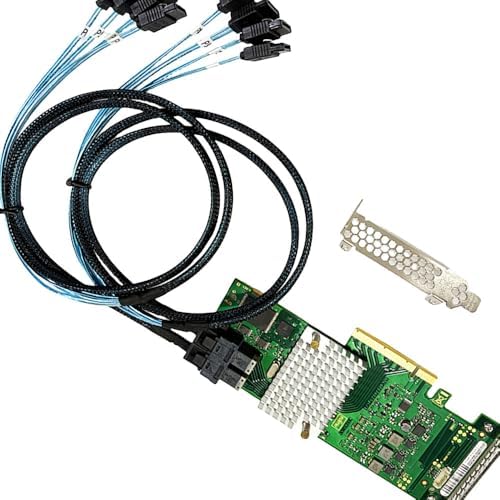 SAS HBA Card Compatible with LSI 9300-8i IT Mode & D3307 PCIe SATA Expansion Card, 8-Port 12Gbps PCIe 3.0, SAS Expander Support, HBA Controller with 2X SFF-8643 to 4X SATA Cables for TrueNAS unRAID