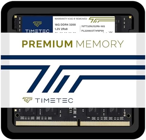 Timetec 16GB DDR4 3200MHz (or 2933MHz or 2666MHz) PC4-25600 Non-ECC Unbuffered 1.2V CL22 2Rx8 Dual Rank 260 Pin SODIMM Laptop Notebook PC Computer Memory RAM Module Upgrade|B098TXZY34