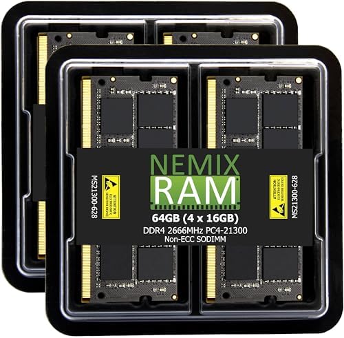 NEMIX RAM 64GB (2X32GB DDR4 2666MHZ PC4-21300 2Rx8 1.2V CL19 260-PIN Non-ECC SODIMM Laptop PC Memory KIT