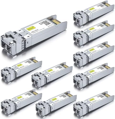 10Gtek 10GBase-LR SFP+ Transceiver, 10G 1310nm SMF SingleMode Fiber Optic Module, 10km, for Cisco SFP-10G-LR, Meraki MA-SFP-10GB-LR, Ubiquiti UniFi UF-SM-10G, Fortinet, Mikrotik, Netgear, Pack of 2|B08BP4M8LV
