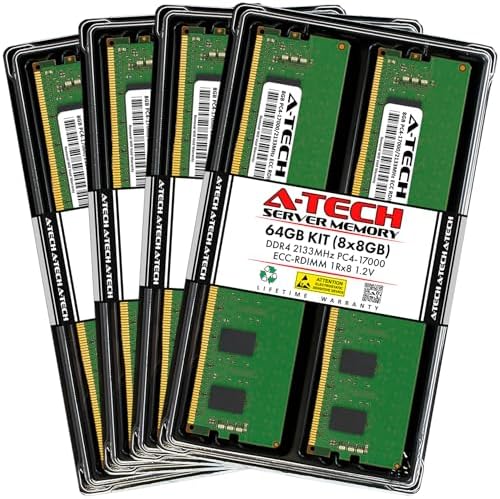A-Tech 64GB Kit (2x32GB) DDR4 2400MHz PC4-19200 ECC RDIMM 2Rx4 Dual Rank 1.2V ECC Registered DIMM 288-Pin Server & Workstation RAM Memory Upgrade Modules (A-Tech Enterprise Series)|B081VVMT8Y