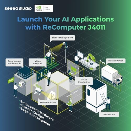 seeed studio NVIDIA Jetson Orin NX 16GB Edge AI Device - reComputer J4012, 4xUSB 3.2, M.2 Key E & Key M Slot, Pre-Installed Jetpack System with NVIDIA Jetpack on 128GB NVMe SSD|B0C88V4CB7