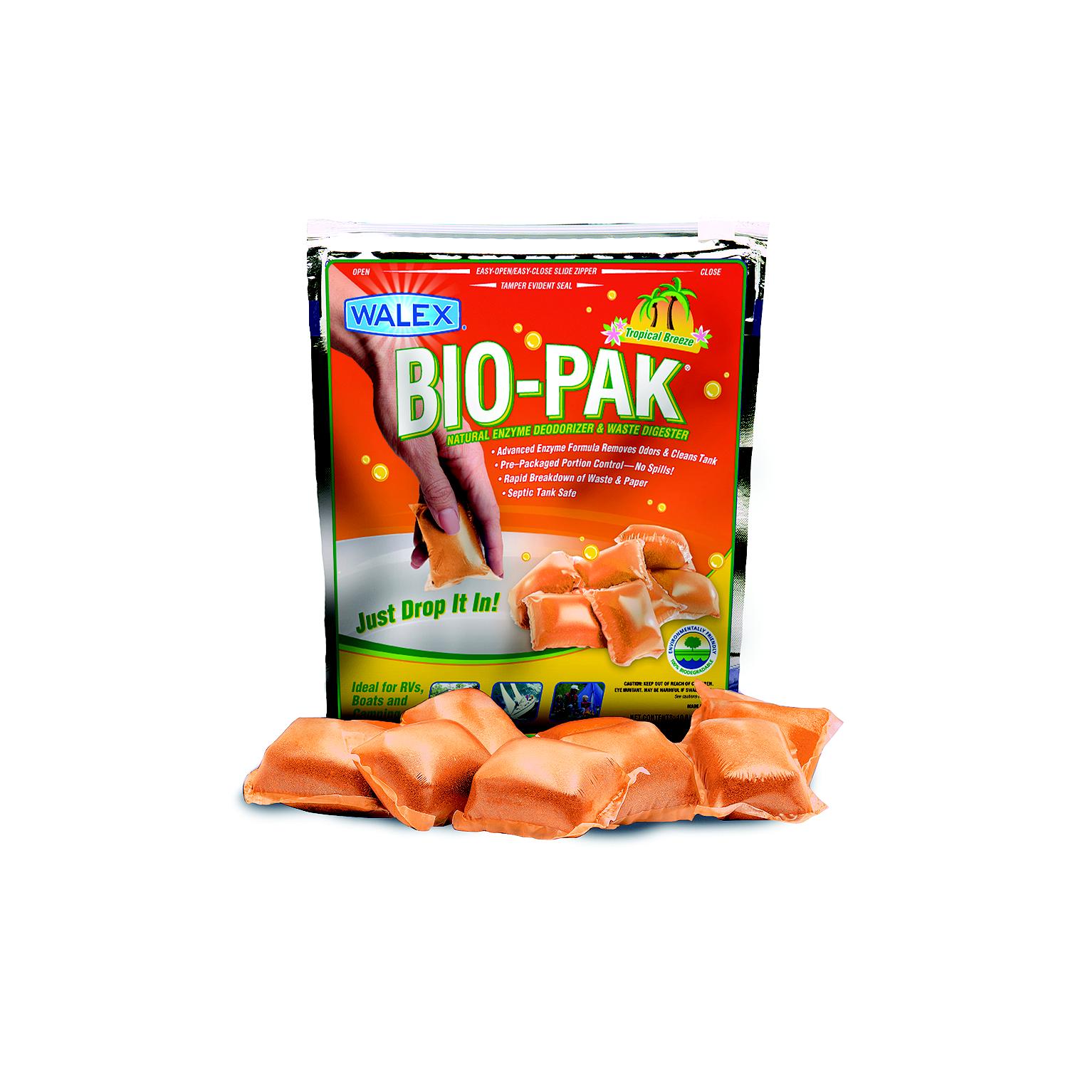 Walex Products BIOTROPBG Walex Bio-Pak Tropical Breeze Holding Tank Deodorizer, 10/Pk