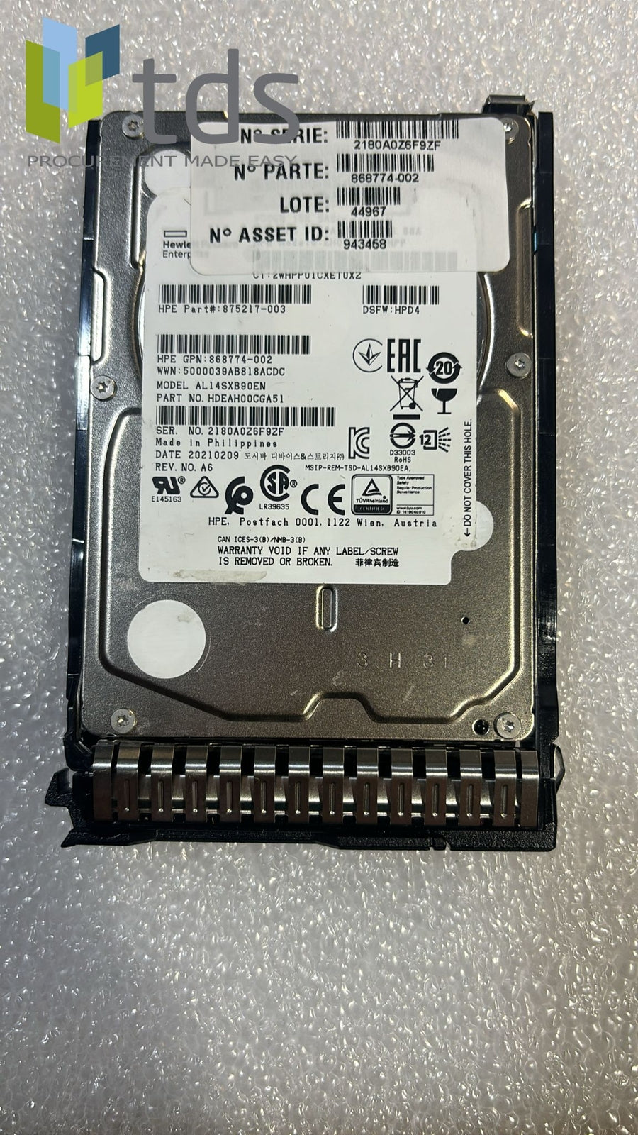 HP 868774-002 900GB 15K SAS HDD - Label View | Alo Tech Solutions