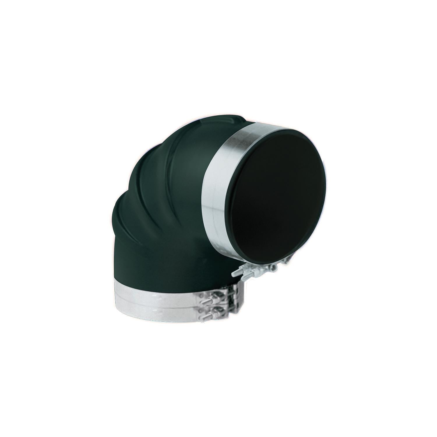 Trident Marine TRL-290-S/S Trident Black Rubber 90Â° Elbow w/T-Bolt Clamps, 2"