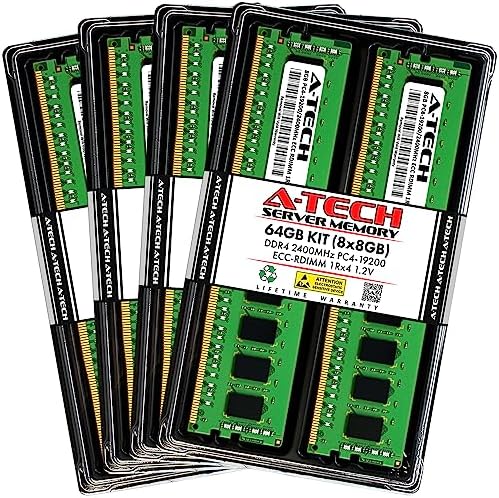 A-Tech 64GB Kit (2x32GB) DDR4 2666MHz PC4-21300 ECC RDIMM 2Rx4 Dual Rank 1.2V ECC Registered DIMM 288-Pin Server & Workstation RAM Memory Upgrade Modules (A-Tech Enterprise Series)|B0BPN48JTW