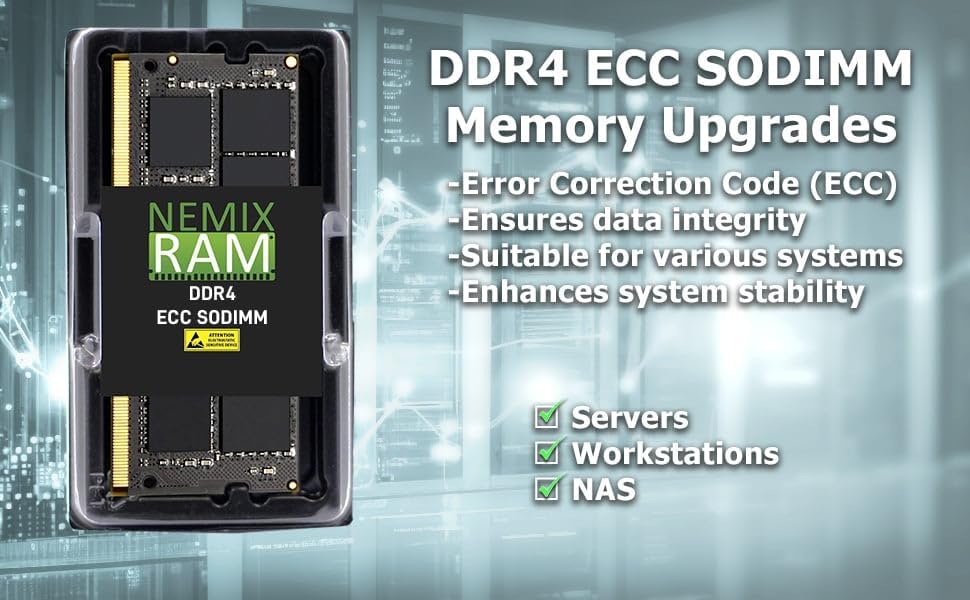 NEMIX RAM 32GB (2X16GB DDR4 3200MHZ PC4-25600 2Rx8 1.2V CL22 260-PIN ECC SODIMM KIT