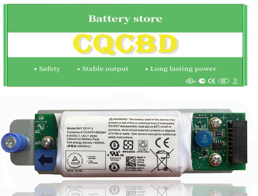 BAT 2S1P-2 Battery for Dell Raid Controller PowerVault MD3200i MD3220i MD3220i 0D668J Series [6.6V 7.26Wh]