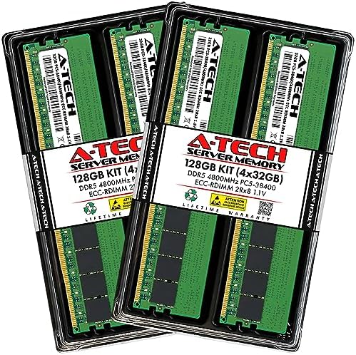 A-Tech 128GB Kit (4x32GB RAM for Dell PowerEdge HS5610, HS5620, R660, R6615, R760, R760xd2, R7615, R7625, R860, XE9640 | DDR5 4800MHz PC5-38400 EC8 RDIMM 2Rx8 ECC Registered Server Memory Upgrade