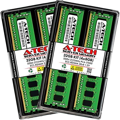 A-Tech 8GB Kit (2x4GB) DDR4 2133MHz PC4-17000 ECC RDIMM 1Rx8 Single Rank 1.2V ECC Registered DIMM 288-Pin Server & Workstation RAM Memory Upgrade Modules (A-Tech Enterprise Series)|B0DYKYPT2W