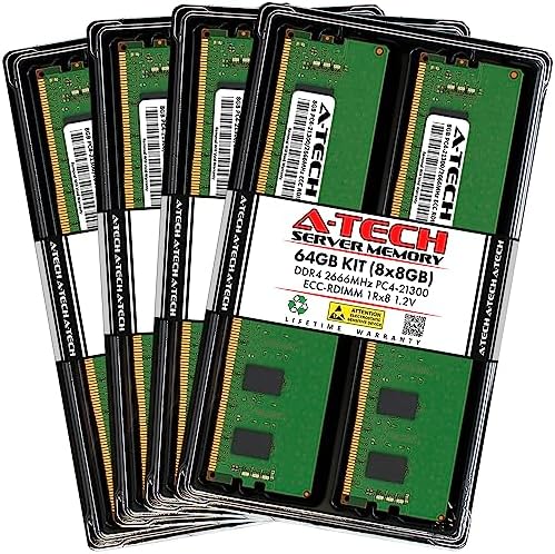 A-Tech 8GB Kit (2x4GB) DDR4 2133MHz PC4-17000 ECC RDIMM 1Rx8 Single Rank 1.2V ECC Registered DIMM 288-Pin Server & Workstation RAM Memory Upgrade Modules (A-Tech Enterprise Series)|B0DYKYPT2W