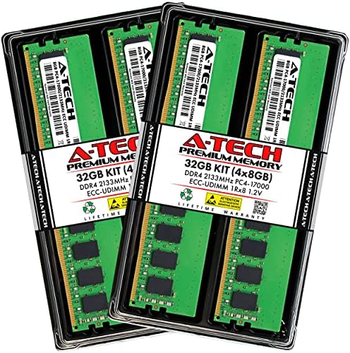 A-Tech Server 32GB Kit (2x16GB DDR4 2400MHz PC4-19200 ECC UDIMM 2Rx8 Dual Rank 1.2V ECC Unbuffered DIMM 288-Pin Server & Workstation RAM Memory Upgrade Modules (A-Tech Enterprise Series