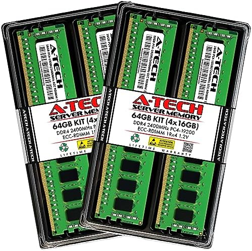 A-Tech 64GB Kit (2x32GB) DDR4 2666MHz PC4-21300 ECC RDIMM 2Rx4 Dual Rank 1.2V ECC Registered DIMM 288-Pin Server & Workstation RAM Memory Upgrade Modules (A-Tech Enterprise Series)|B0BPN48JTW