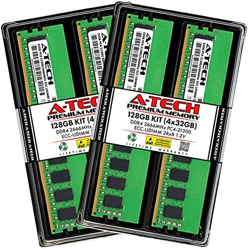A-Tech Server 32GB Kit (2x16GB DDR4 2400MHz PC4-19200 ECC UDIMM 2Rx8 Dual Rank 1.2V ECC Unbuffered DIMM 288-Pin Server & Workstation RAM Memory Upgrade Modules (A-Tech Enterprise Series