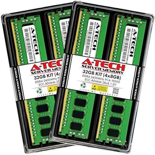 A-Tech 32GB Kit (2x16GB) DDR4 3200MHz PC4-25600 ECC RDIMM 2Rx8 Dual Rank 1.2V ECC Registered DIMM 288-Pin Server & Workstation RAM Memory Upgrade Modules (A-Tech Enterprise Series)|B0BPN6TWVB