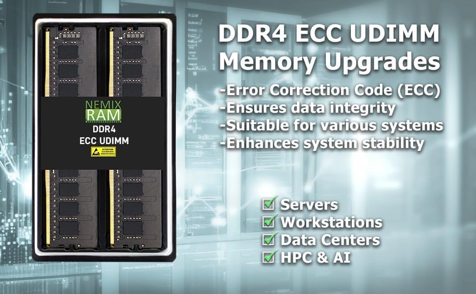 NEMIX RAM 32GB (2X16GB) DDR4 3200MHZ PC4-25600 2Rx8 1.2V CL22 288-PIN ECC Unbuffered UDIMM Compatible with Dell PowerEdge R350 Rack Server|B09ZCDRHGL