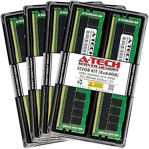 A-Tech 8GB Kit (2x4GB) DDR4 2133MHz PC4-17000 ECC RDIMM 1Rx8 Single Rank 1.2V ECC Registered DIMM 288-Pin Server & Workstation RAM Memory Upgrade Modules (A-Tech Enterprise Series)|B0DYKYPT2W