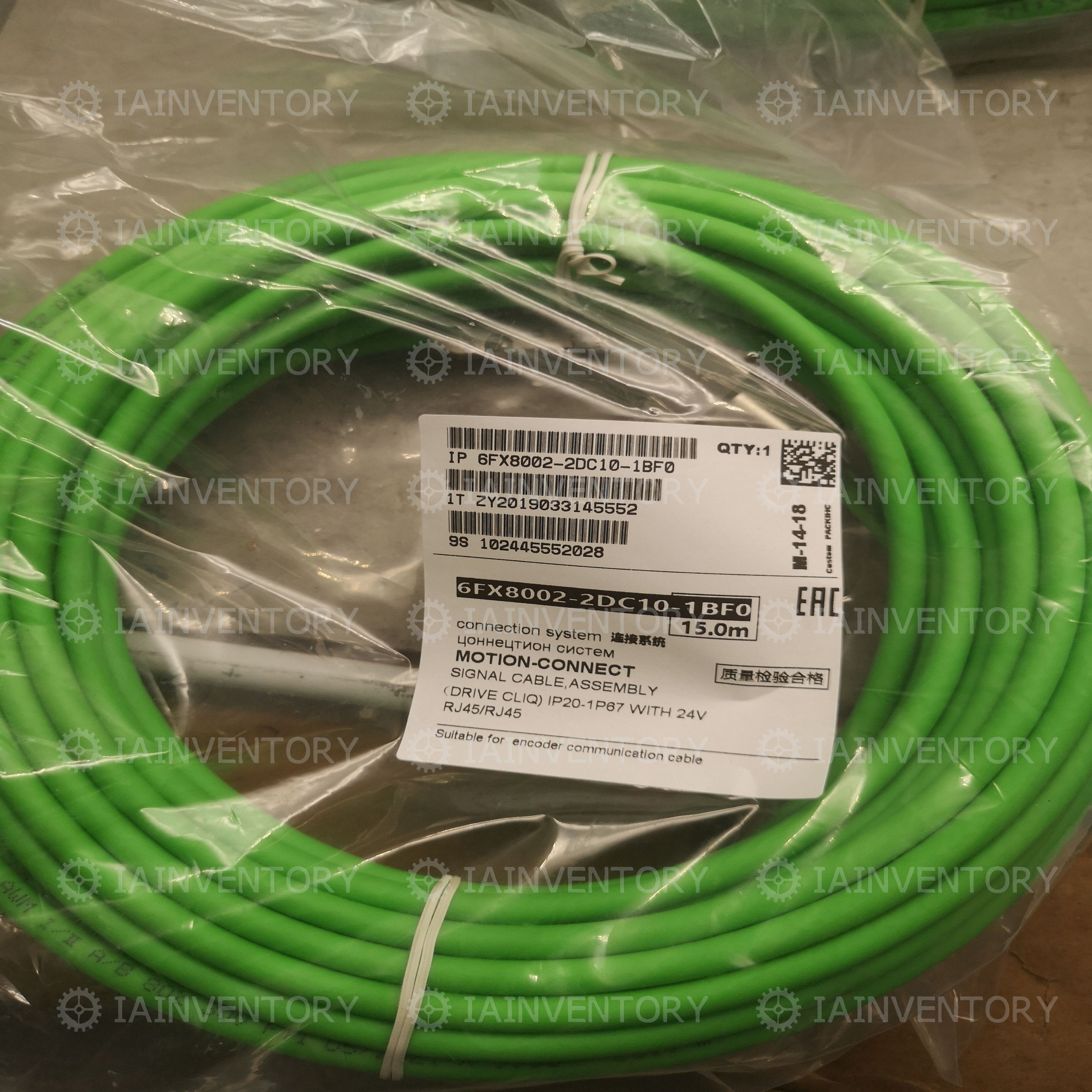 Siemens 6FX8002-2DC10-1BF0 Signal Cable 6FX8 002-2DC10-1BF0