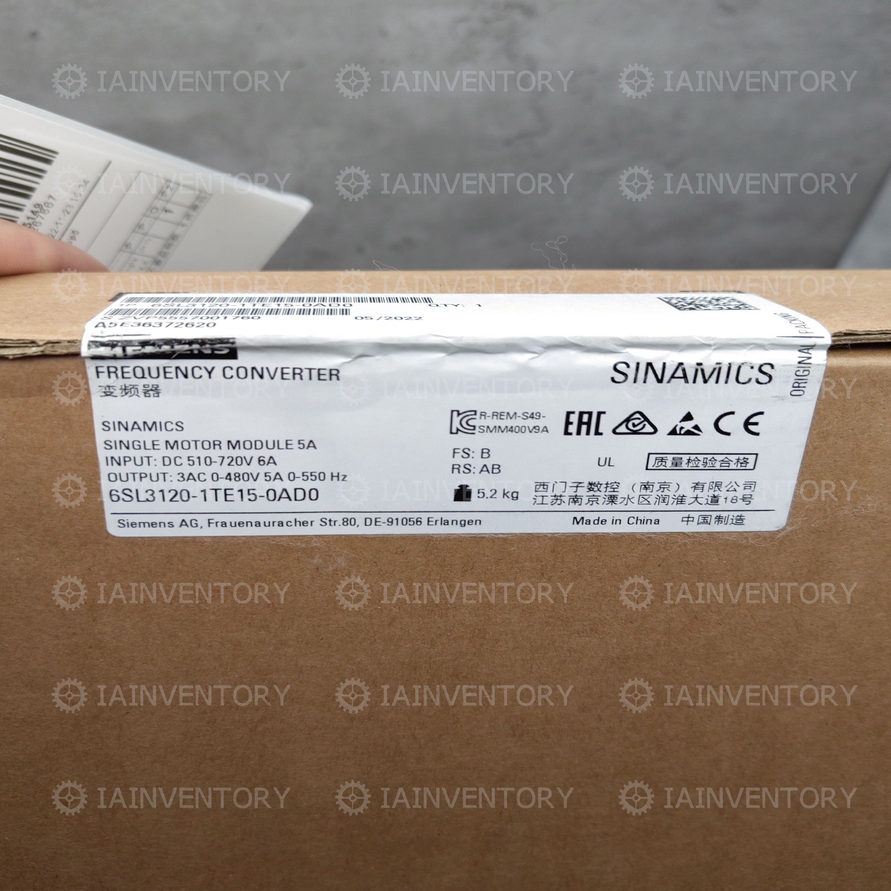 SIEMENS 6SL3120-1TE15-0AD0 6SL3 120-1TE15-0AD0 S120 SINGLE MOTOR MODULE