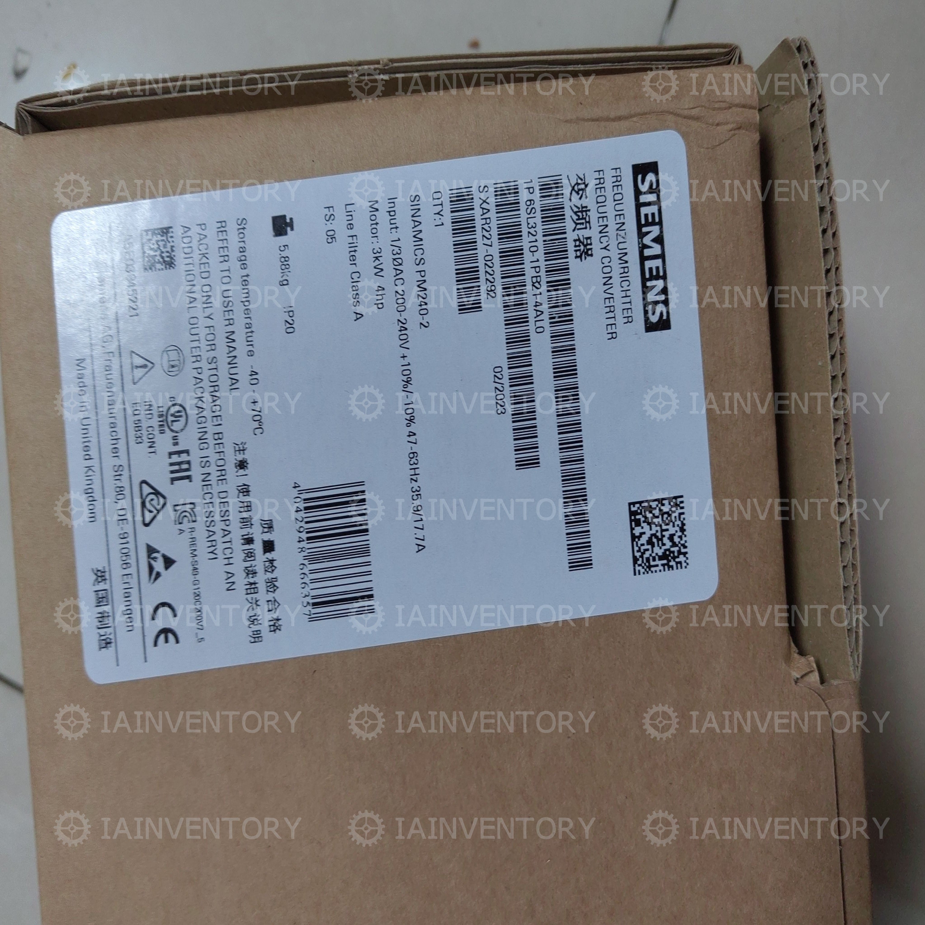 Siemens 6SL3210-1PB21-4AL0 6SL3 210-1PB21-4AL0 Inverter Module