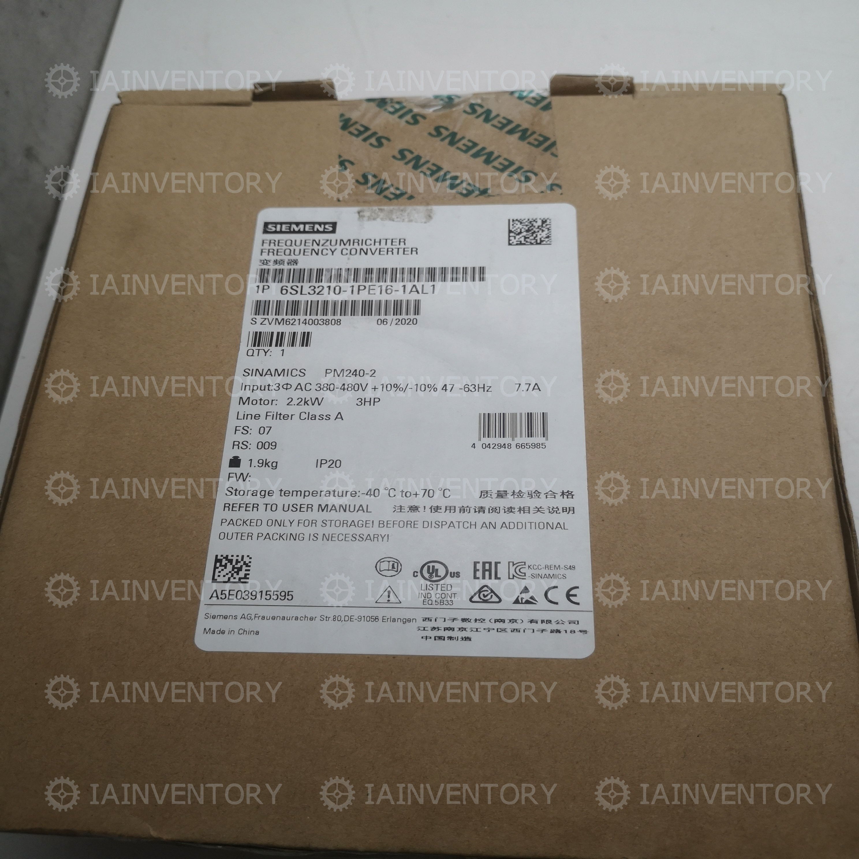 SIEMENS 6SL3210-1PE16-1AL1 SINAMICS Power Module