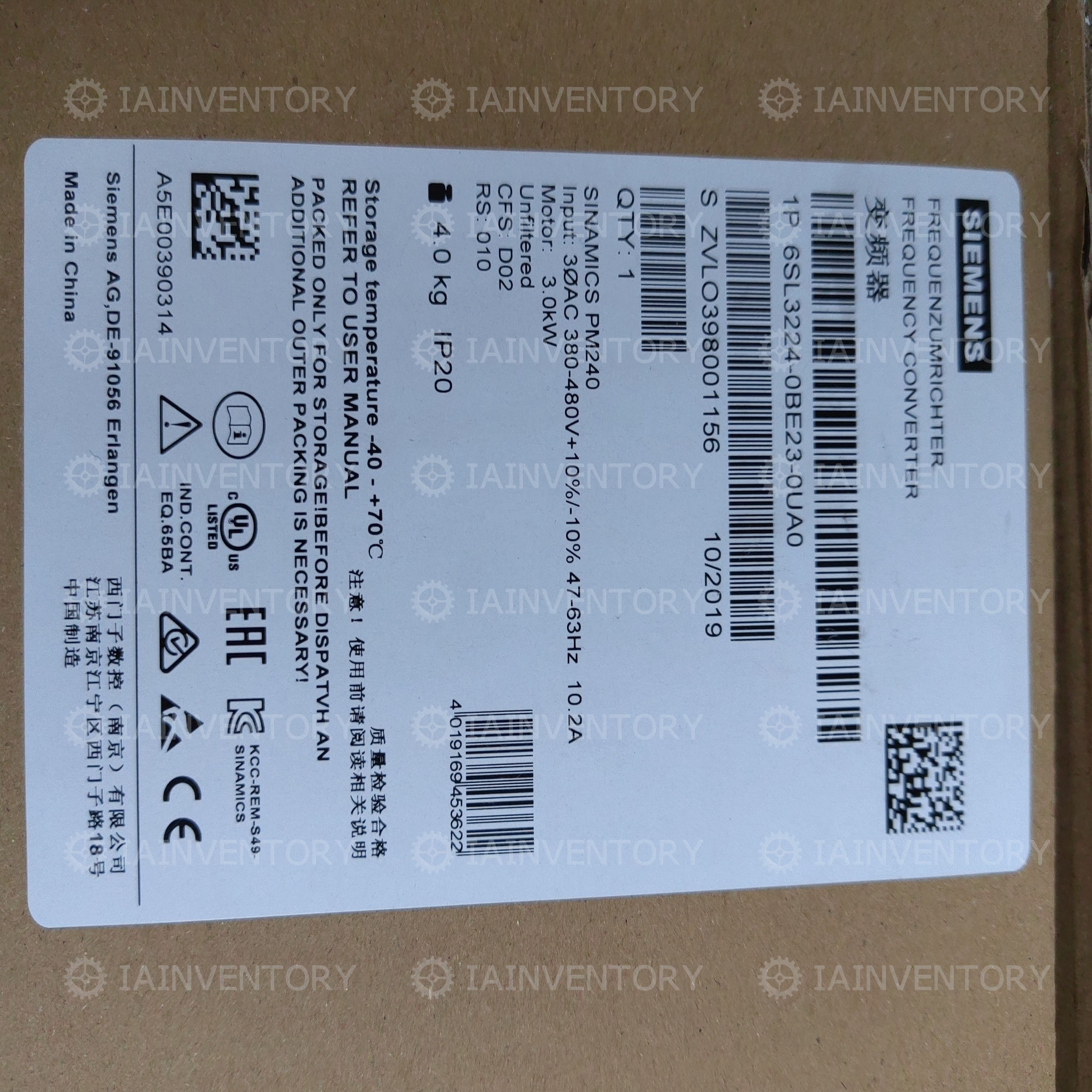 Siemens 6SL3224-0BE23-0UA0 6SL3 224-0BE23-0UA0