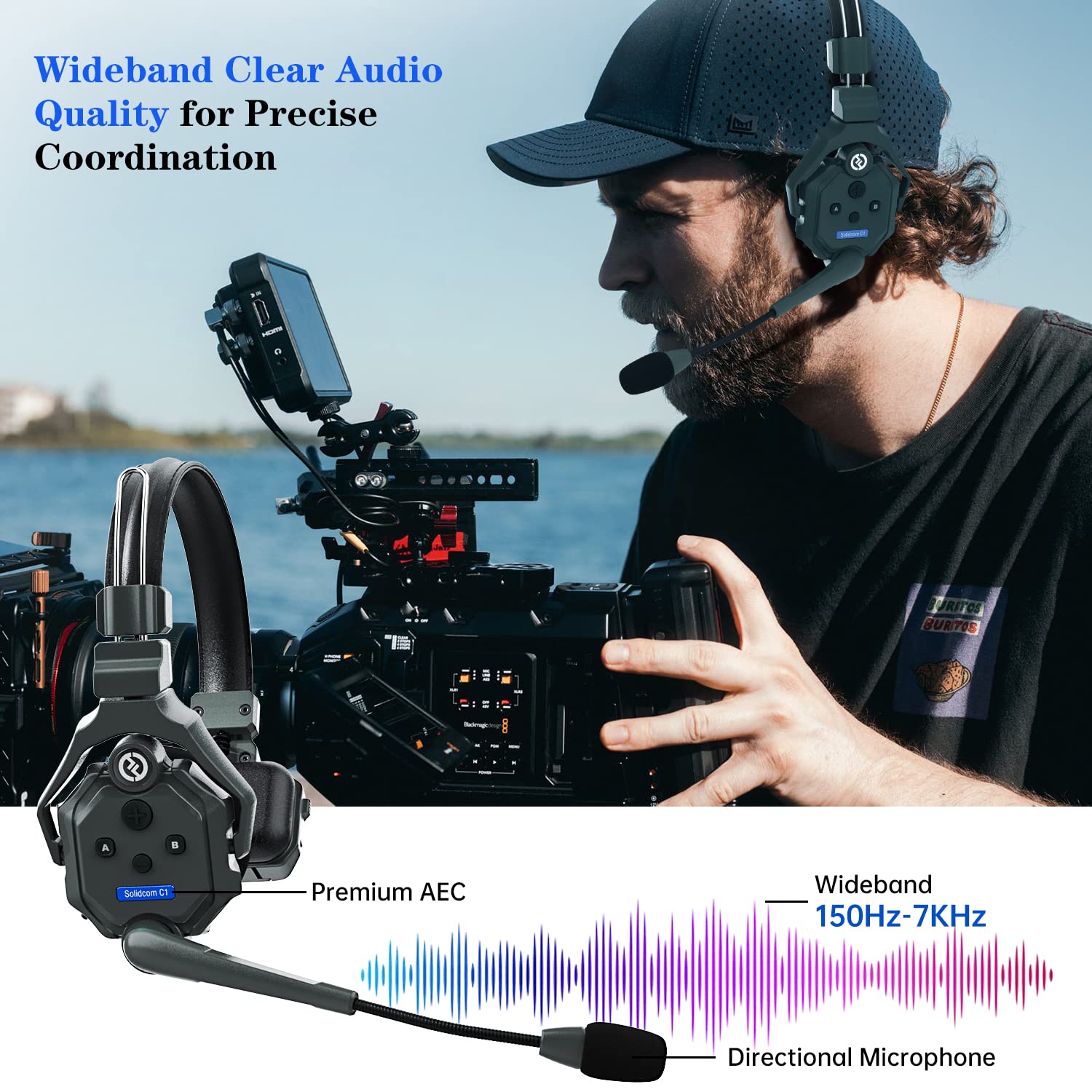 Hollyland Solidcom C1 Wireless Headset Intercom System 4-Person Full Duplex 1100ft Team Communication Group Talk Single-Ear Headset with 1 Master & 3 Remote Headsets - aloinfousa.com