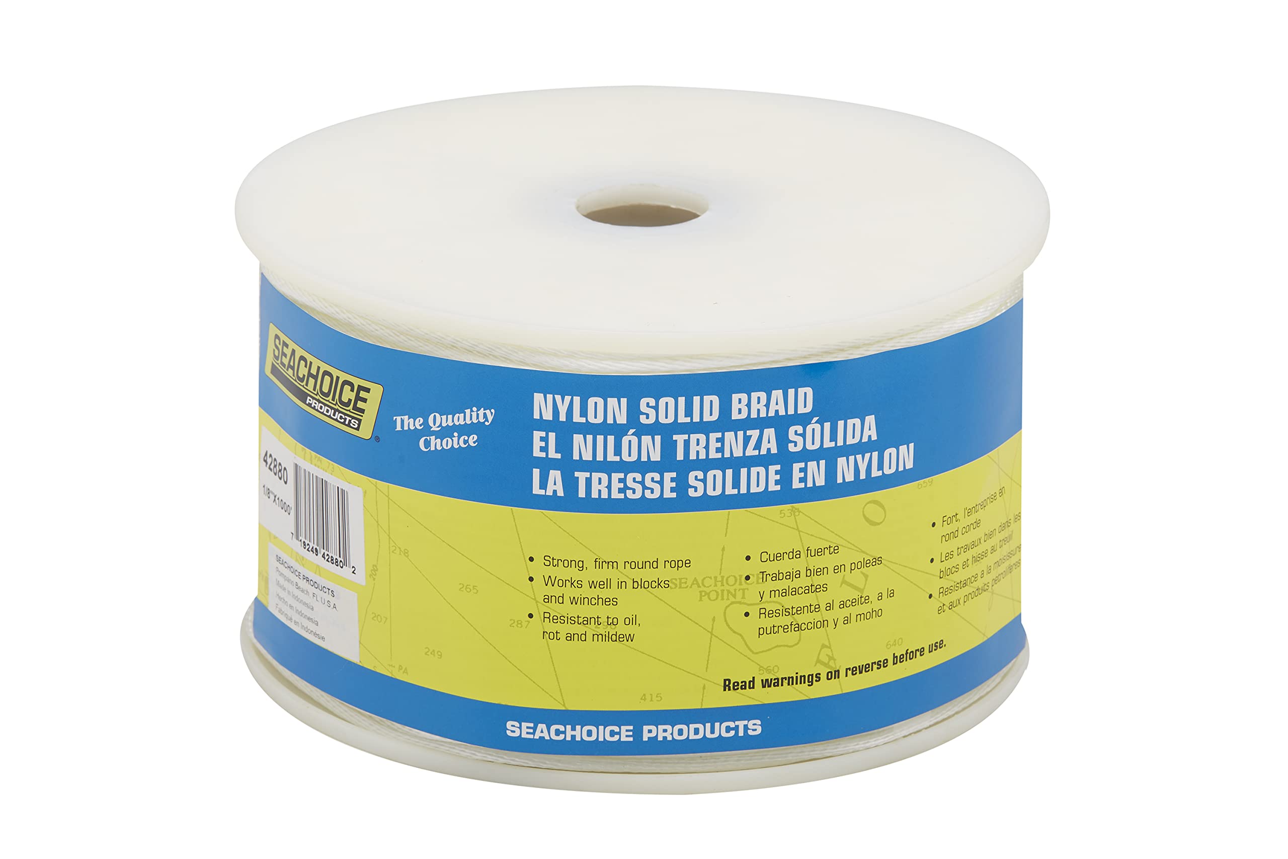 Seachoice 42880 Sld Brd Nylon -White-1/8 X 1000