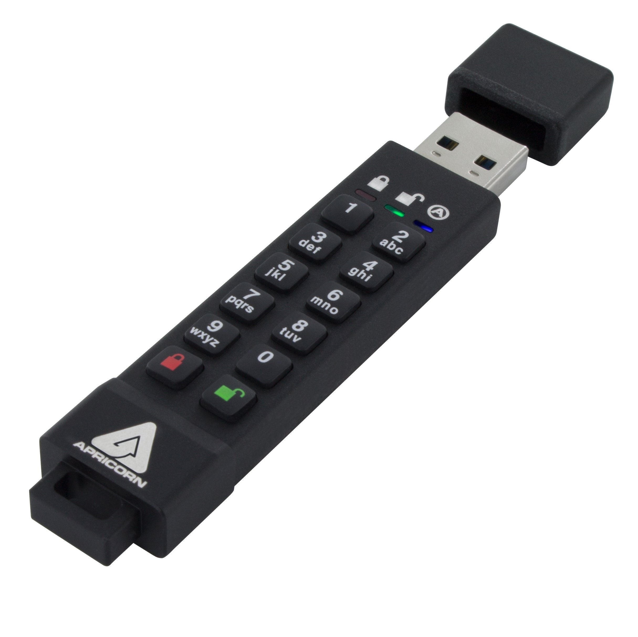 Apricorn 1TB Aegis Padlock Fortress USB 3.0 Encrypted Hard Drive with PIN Access (A25-3PL256-1000F) and 128GB Aegis Secure Key 3Z USB 3.1 Encrypted Flash Drive with PIN Access (ASK3Z-128GB)