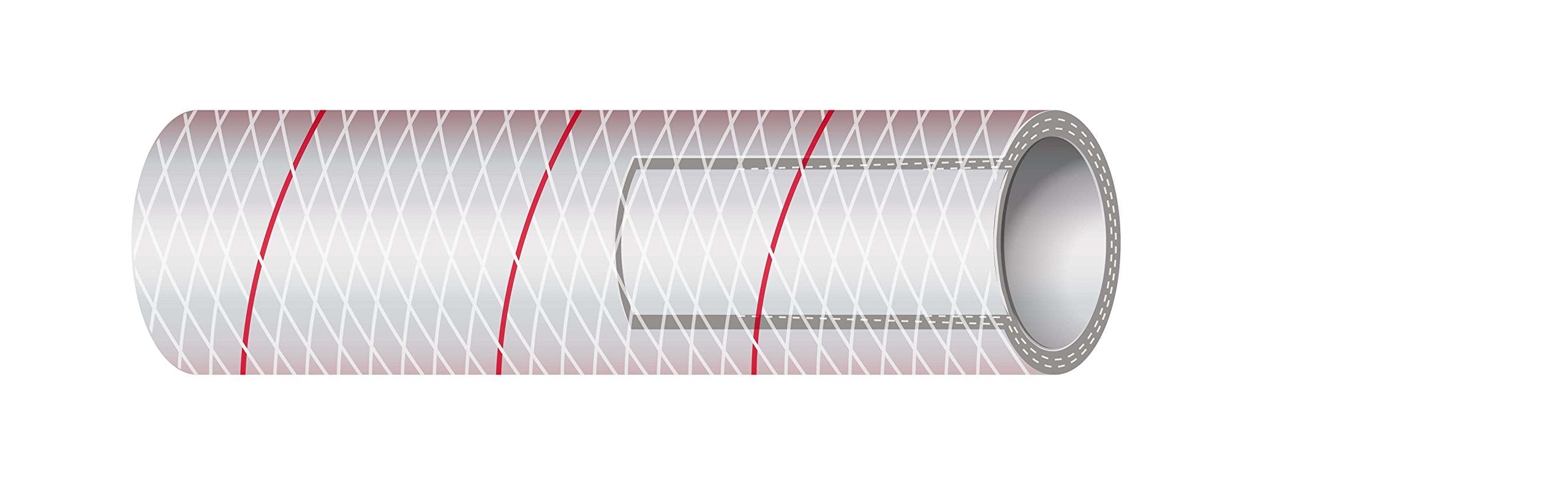 Shield 16-162-1186 Shields Marine Hose Clear Reinforced Series 162 PVC Tubing w/, Red Tracer