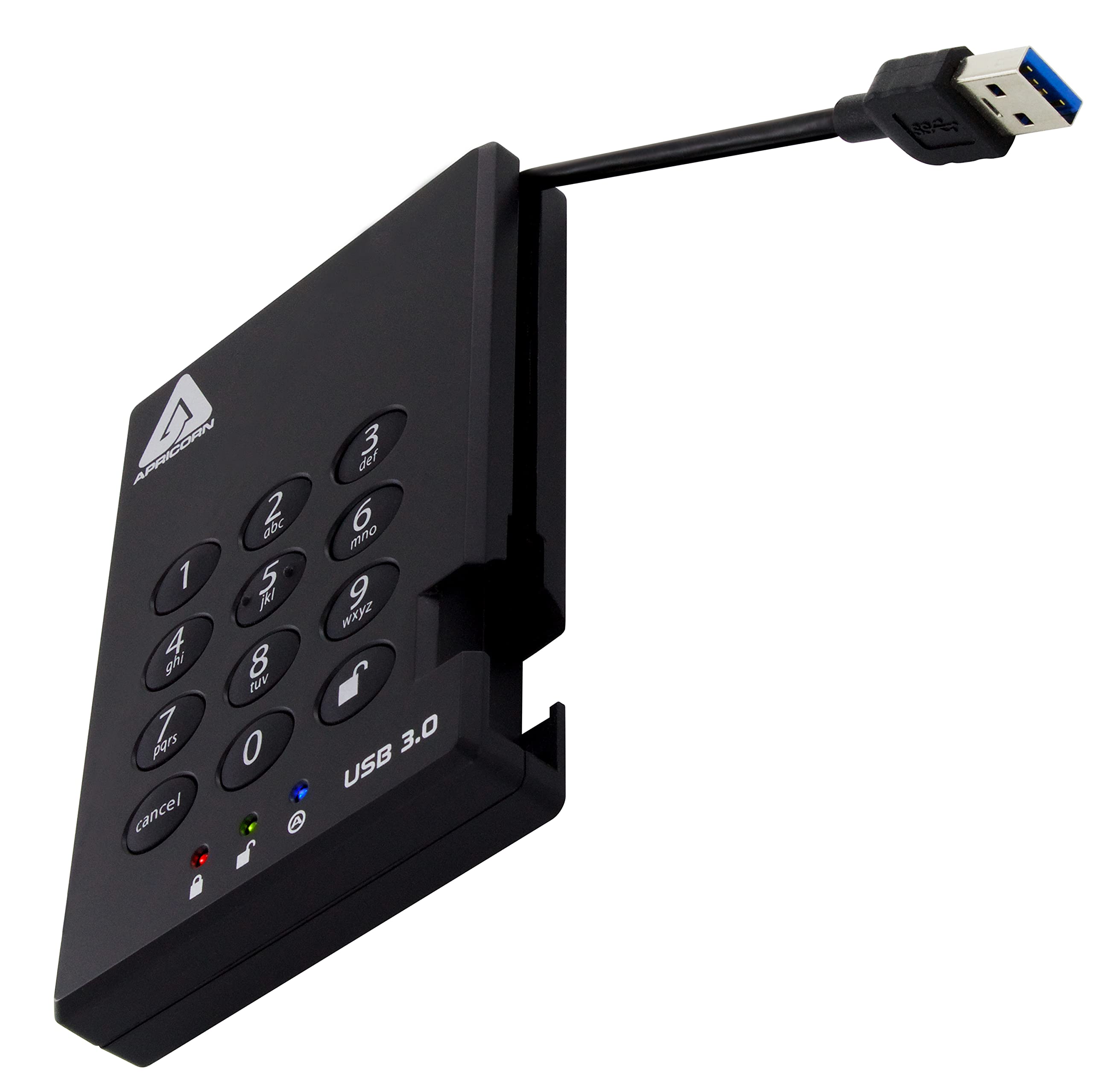 Apricorn 2TB Aegis Padlock USB 3.0 256-Bit AES XTS Hardware Encrypted Portable External Hard Drive (A25-3PL256-2000)