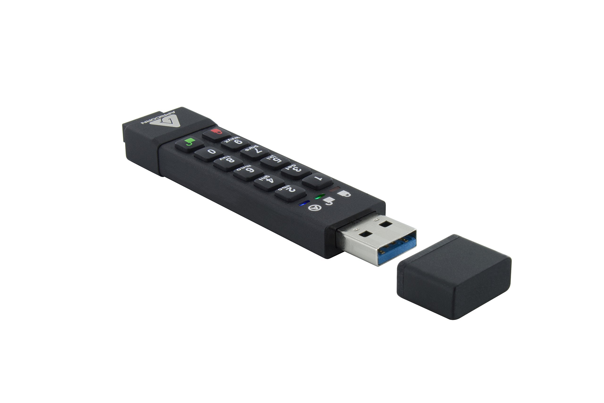 Apricorn 1TB Aegis Padlock Fortress USB 3.0 Encrypted Hard Drive with PIN Access (A25-3PL256-1000F) and 128GB Aegis Secure Key 3Z USB 3.1 Encrypted Flash Drive with PIN Access (ASK3Z-128GB)