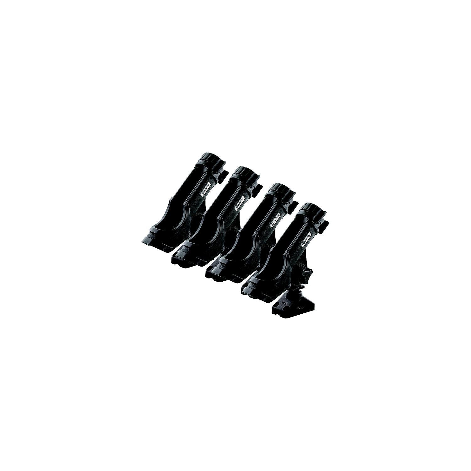 Scotty 0230-BK-QUAD Powerlock Rod Holder w/#241 Side/Deck Mount, Black, 4 pack