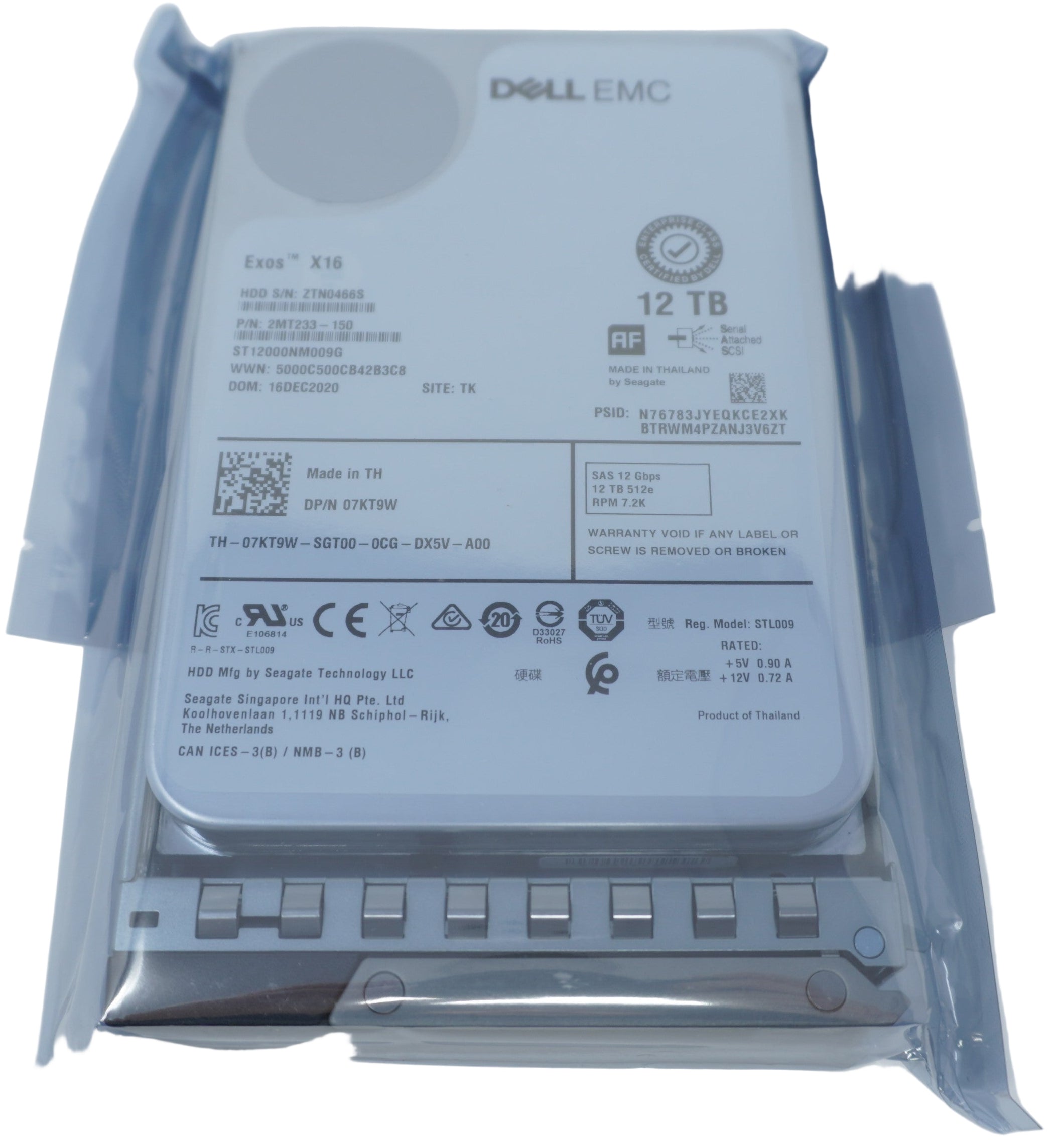 ST12000NM009G 7KT9W Dell 12TB SAS 3.5" 7.2K 12G Server Hard Drive