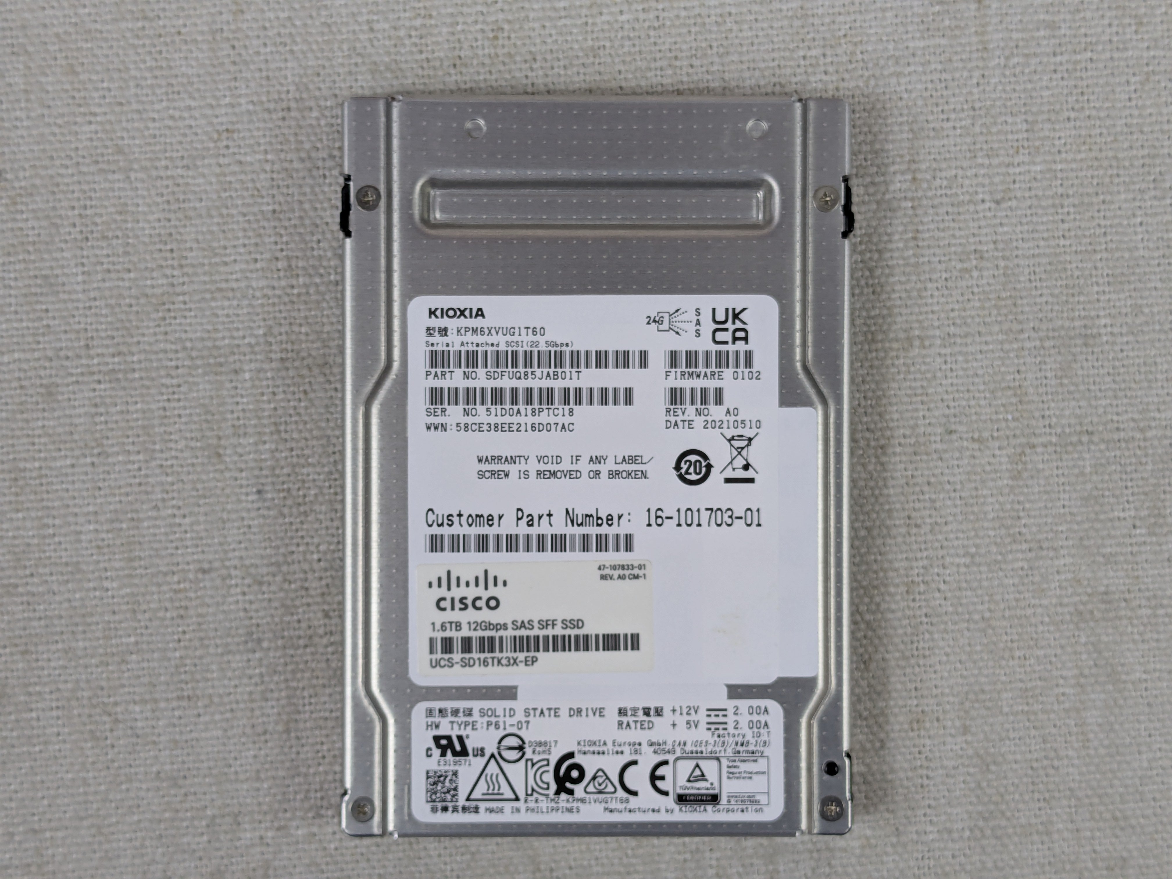 Cisco UCS-SD16TK3X-EP 1.6TB 12Gb/s 2.5" SAS Enterprise Performance SSD