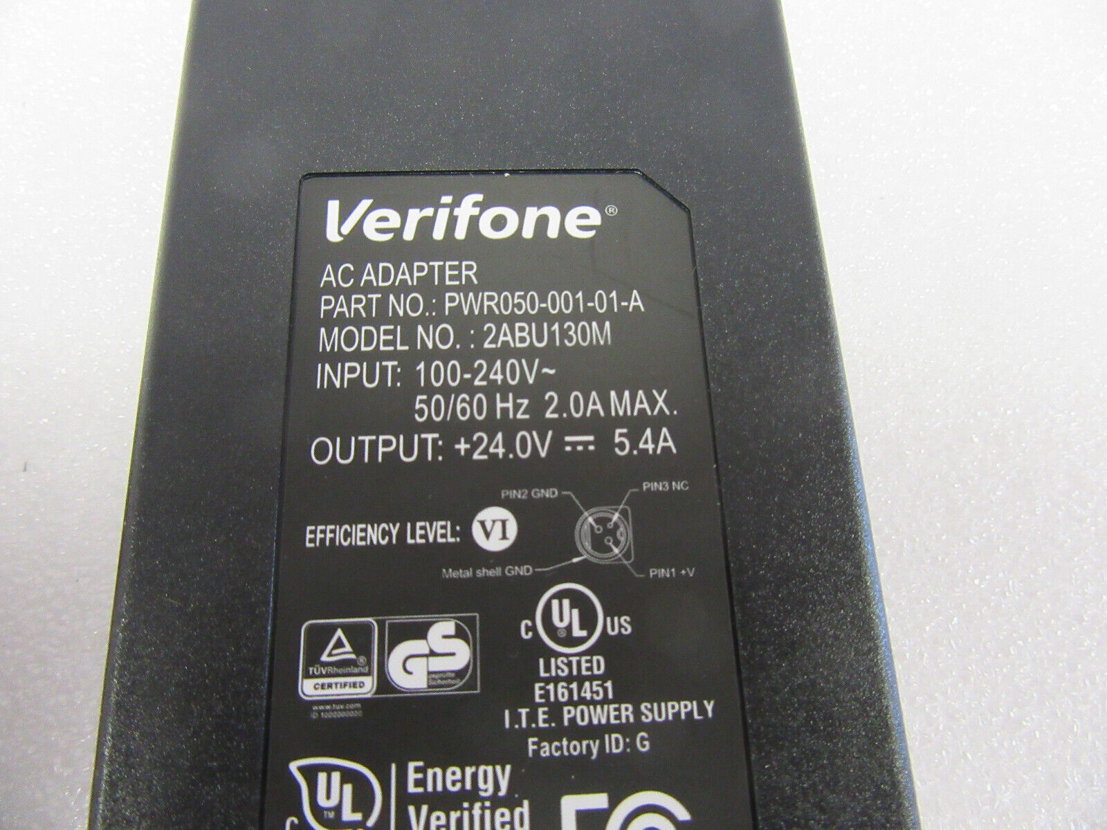 VeriFone PWR050-001-01-A AC Adapter - Side View | Alo Tech Solutions