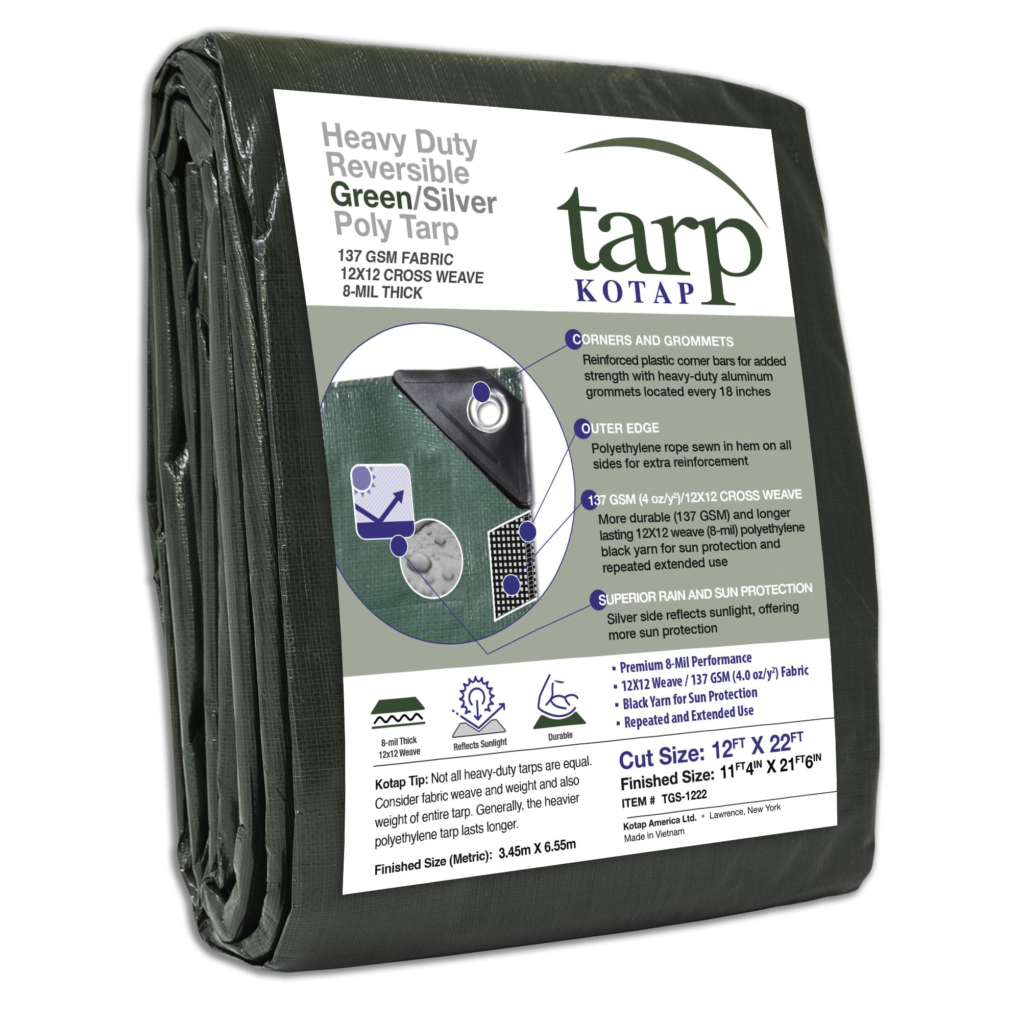 Seachoice TGS-1222 Tarp Green Poly 12' X 22'