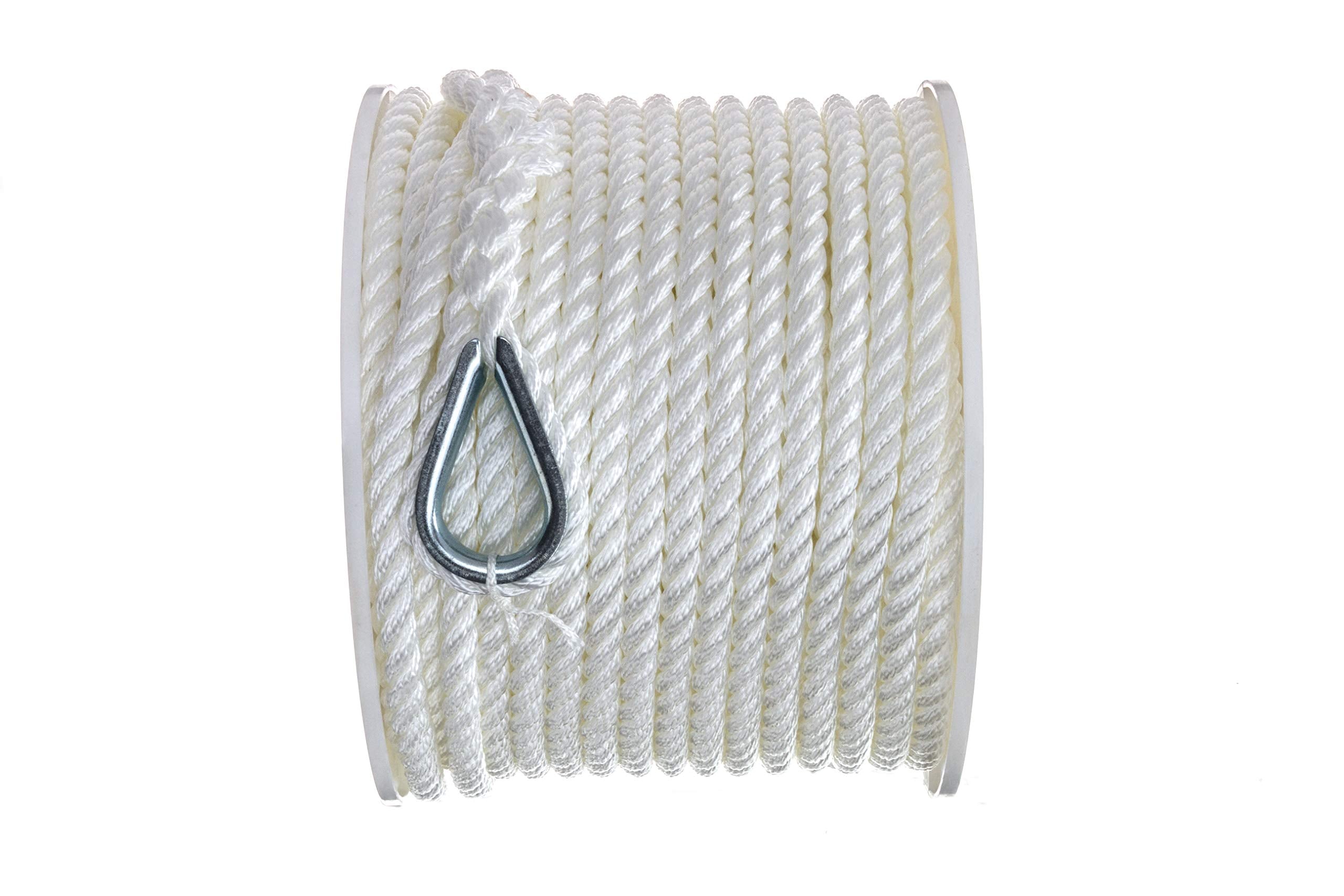 Seachoice 40721 3-Strand Twisted Nylon Anchor Line White, 3/8" x 150